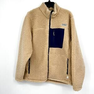 Magellan Outdoor Mens Campfire Rugged Sherpa Jacket Medium Cream Khaki NWOT